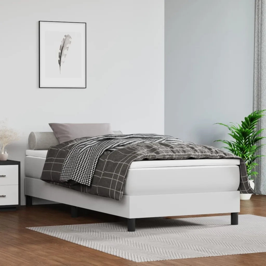 Giroletto a Molle con Materasso-Struttura Letto Bianco 100x200 cm in Similpelle 978025