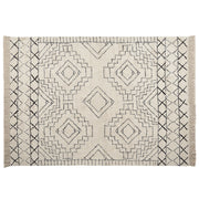 Tappeto in cotone beige e nero motivo azteco 160 x 230 cm camera da letto soggiorno