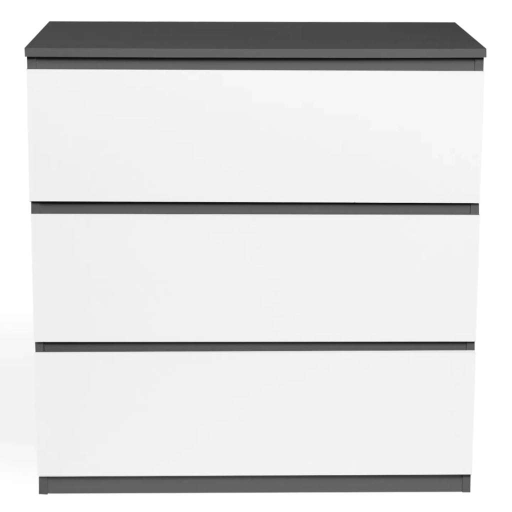 IDMarket - Cassettiera a 3 cassetti TOMI legno bianco e grigio