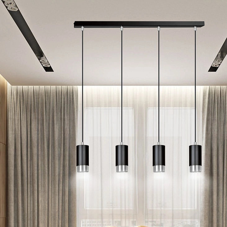 Lampadario Emibig Fumiko metallo 4xGU10 nero/cromo regolabile
