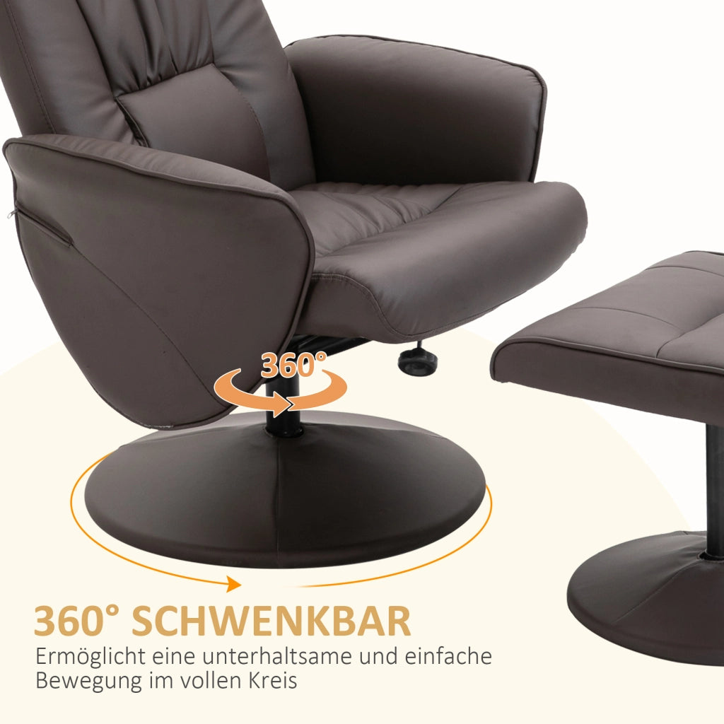 Set 2 Poltrone Relax con Poggiapiedi ¨C Xylo ¨C Schienale Reclinabile Regolabile Marrone