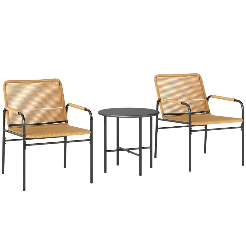 Set bistrot da esterno 3 pezzi in rattan PE e acciaio; giallo