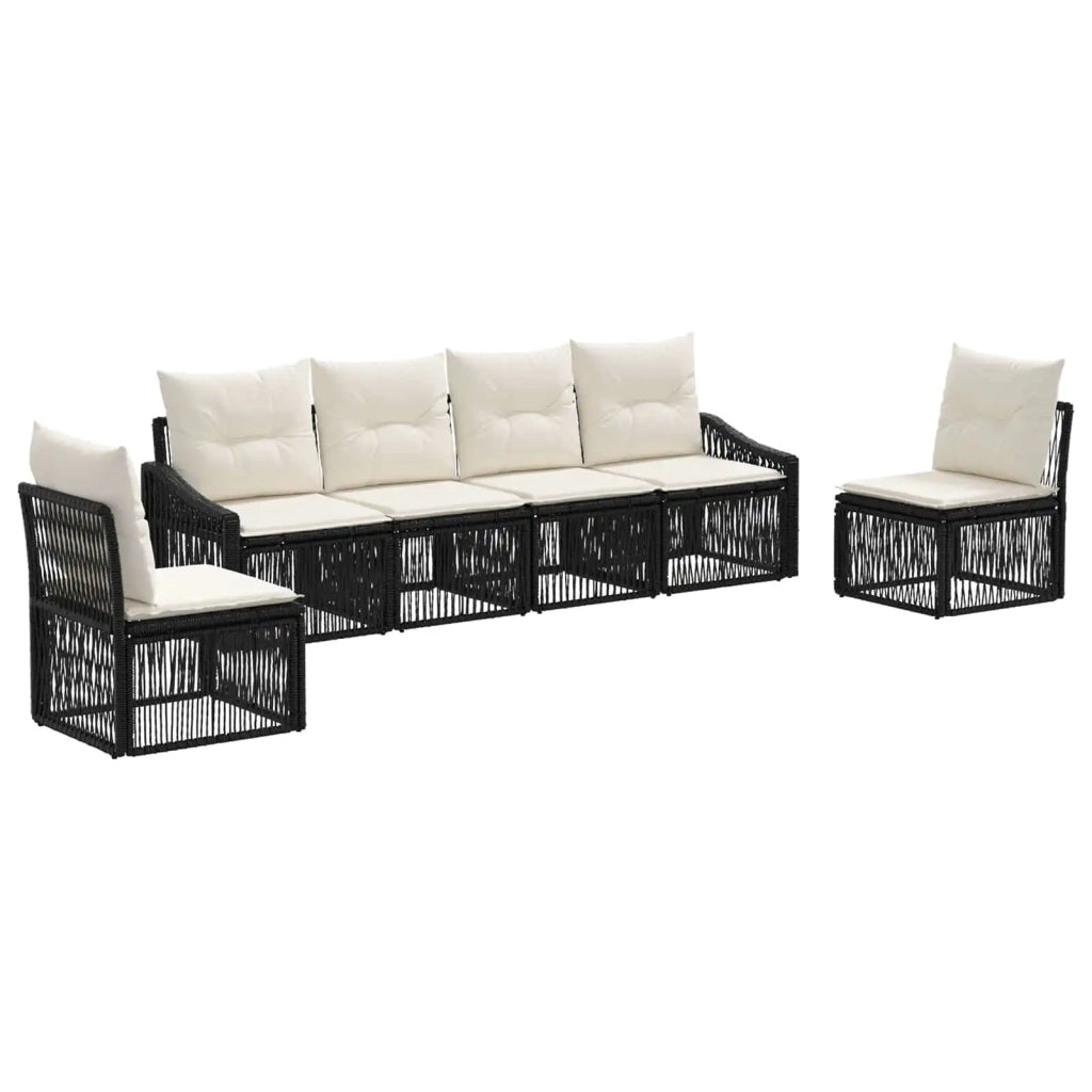 Set Divano da Giardino 6 pz Nero polyrattan 3435967