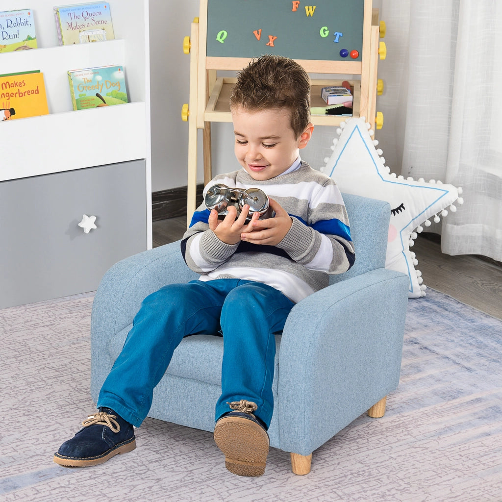 Poltrona per Bambini ¨C Minimal ¨C Blu, Tessuto, Legno