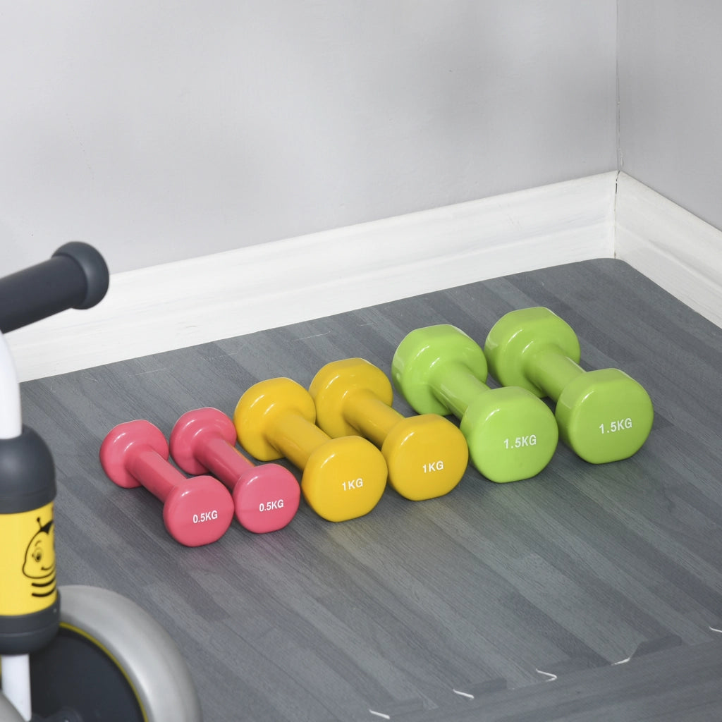 Set 6 manubri esagonali 1,5kg 1kg 0,5kg ¨C zephmum ¨C neoprene multicolore 43x18x7,5 cm