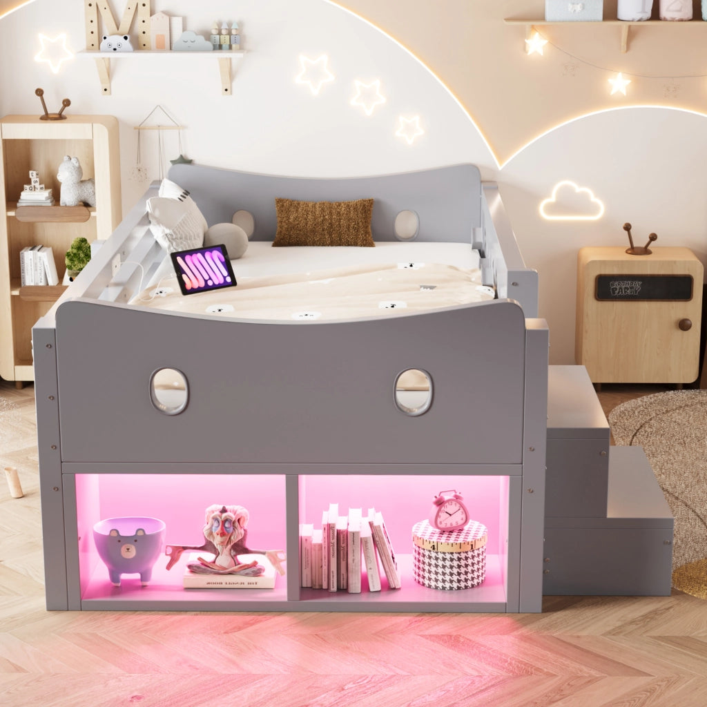 letto per bambini legno grigio 90 x 200 cm