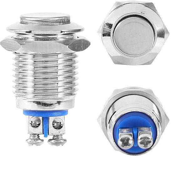Interruttore elettrico compattibile per pannelli - 12v - Impermeabile - Azione a pulsante - Finestra in acciaio argentato