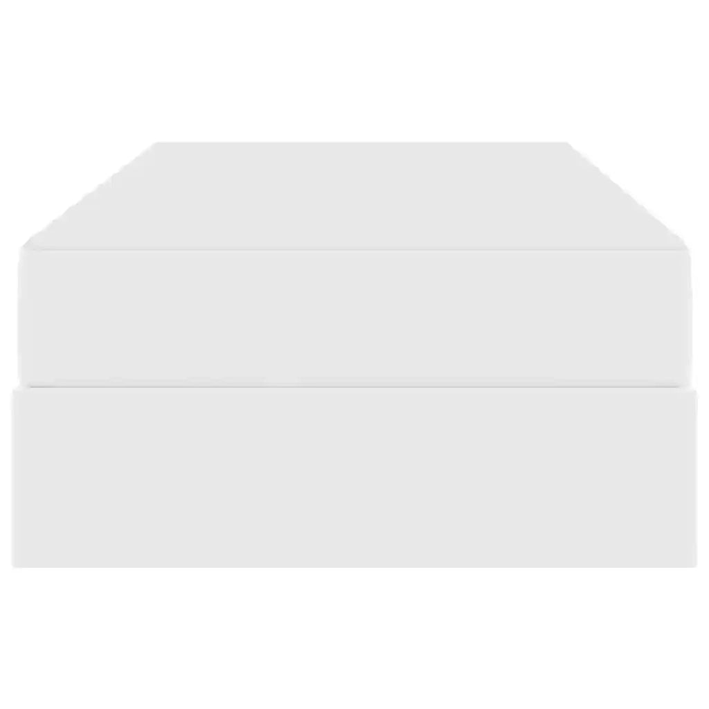 Letto con contenitore e materasso 2 pcs Bianco Pelle