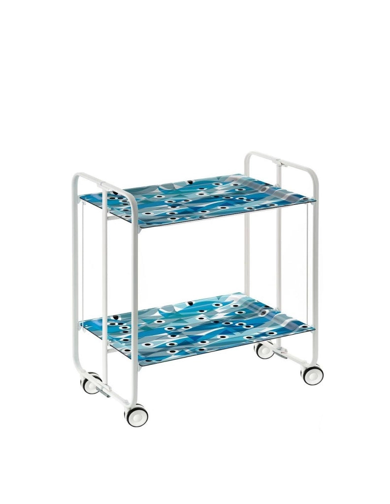 Carrello da cucina pieghevole bianco con ruote BAUHAUS 2 ripiani