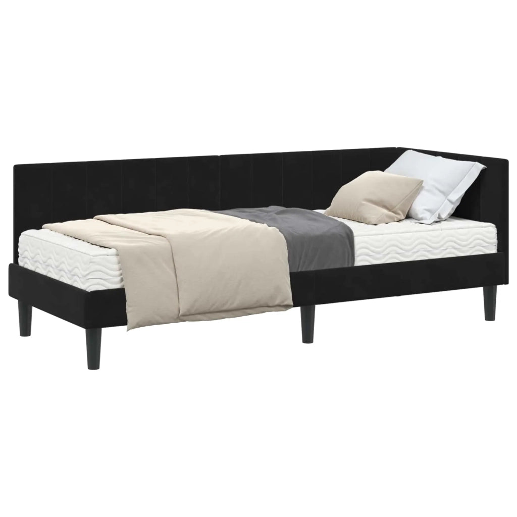Struttura Letto Angolare con Materasso 2 pz-Giroletto con materasso Nero Velluto 980336
