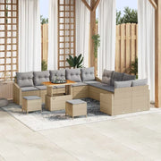 Set Divano da Giardino con cuscino 13 pcs Beige Poly Rattan