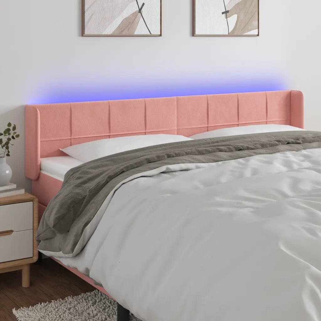Testiera | Testata a LED Rosa 183x16x78/88 cm in Velluto