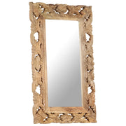 Specchio Intagliato a Mano 80x50 cm in Legno Massello di Mango 321639