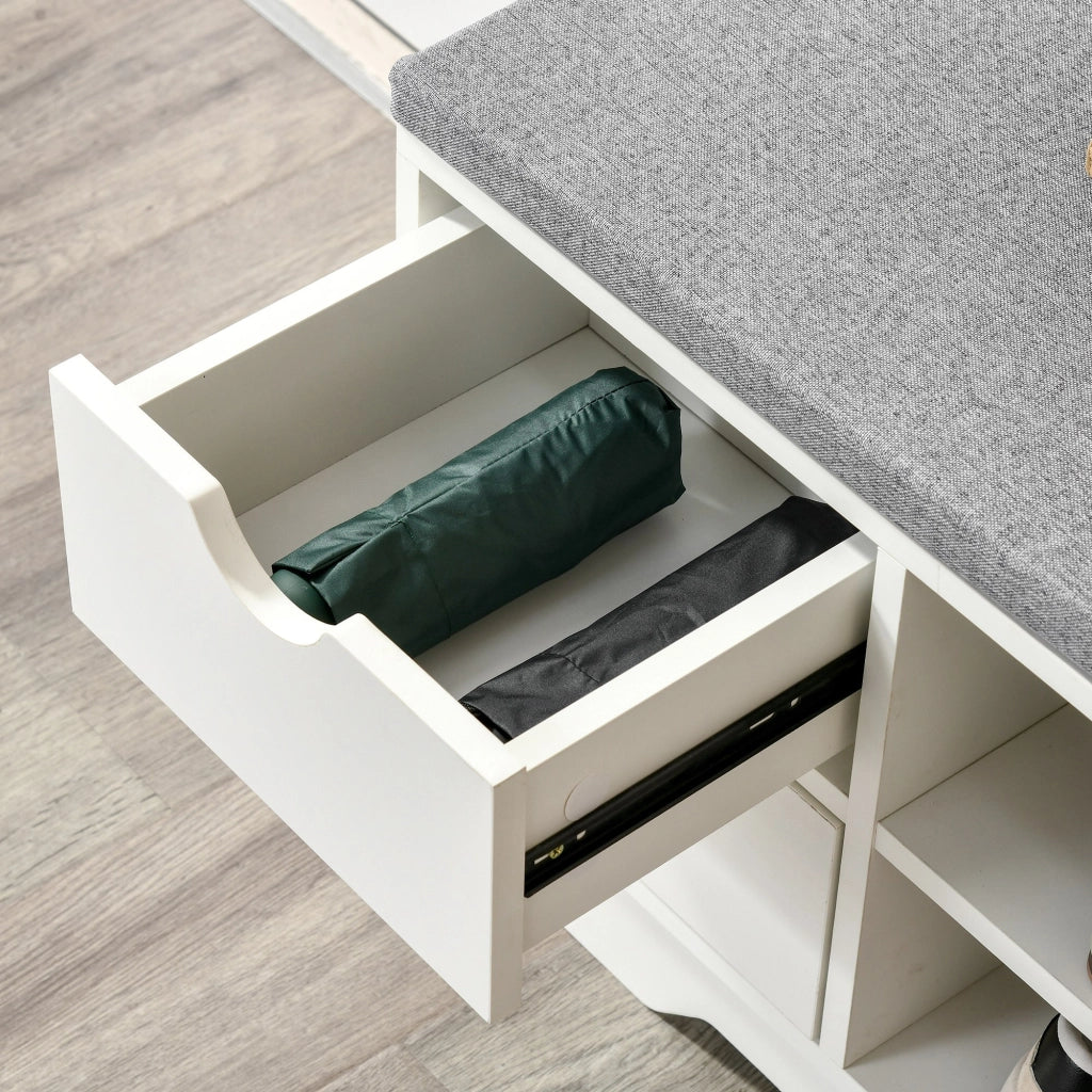 Cassettiera per scarpe con sedile ¨C zephmum ¨C bianco e grigio 80,5x30,5x43,5 cm
