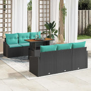 Set da Pranzo per Giardino con cuscino 7 pcs Nero e Verde acqua 3349787