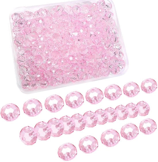 Collana in vetro di cristallo 220 pezzi - 6 mm - Rosa - Collane per gioielli - Fai da te - Manufatti - Collane per gioielli in vetro di cristallo