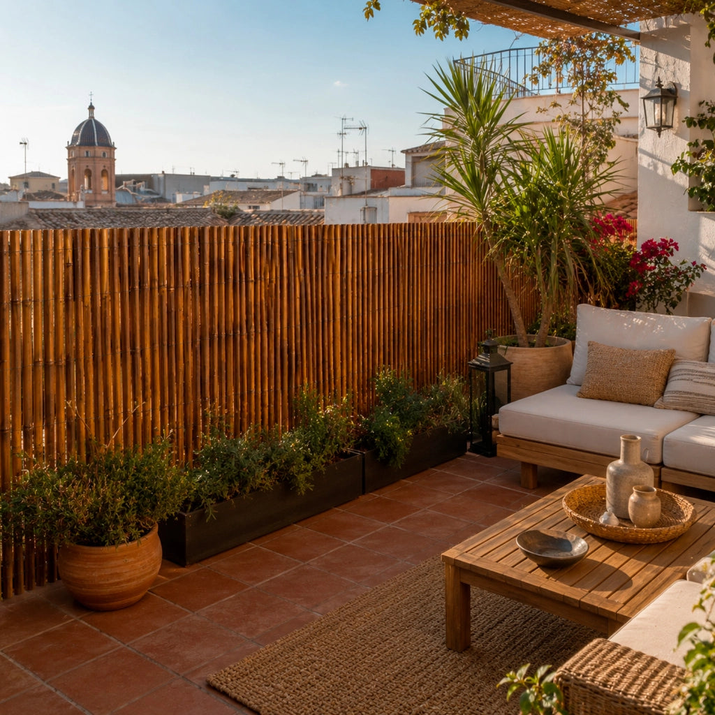 Arella In Bamboo Carbonizzato Ø 20-30 mm Recinzione Frangivista Ombreggiante Per Giardino Balcone Terrazzo Privacy Esterno Naturale  140 x 250 CM