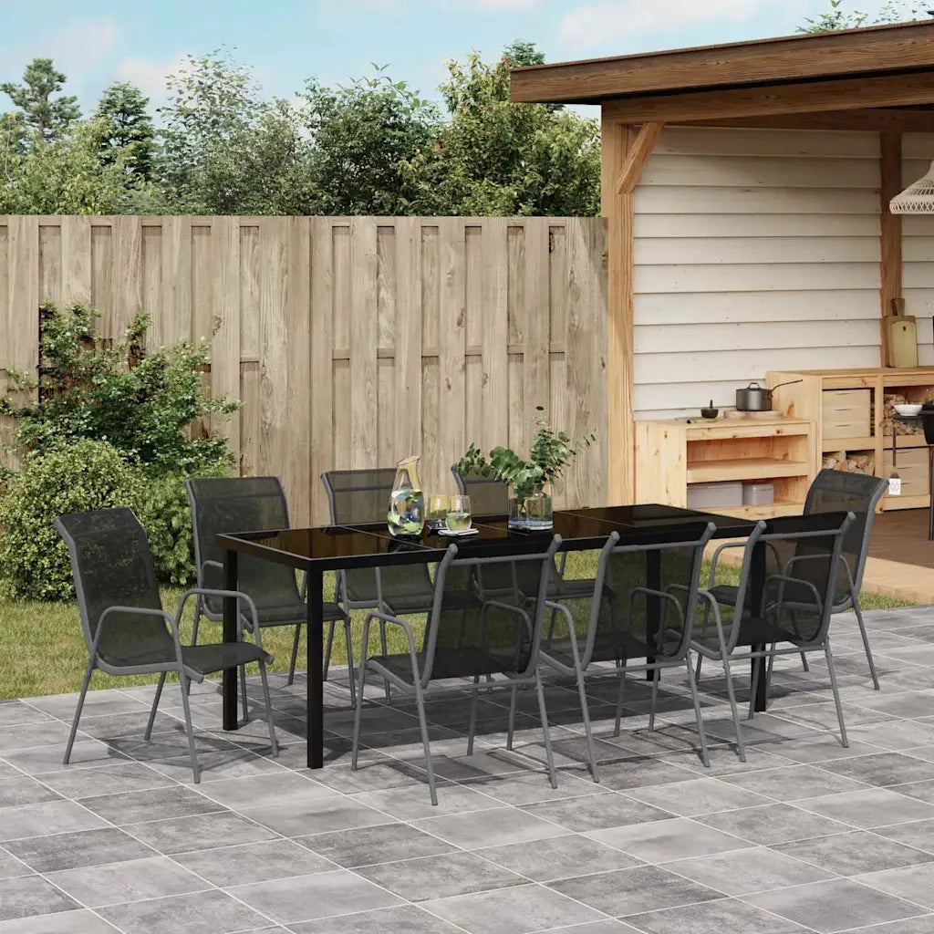 Set da Pranzo per Giardino 9 pcs Nero 3379141