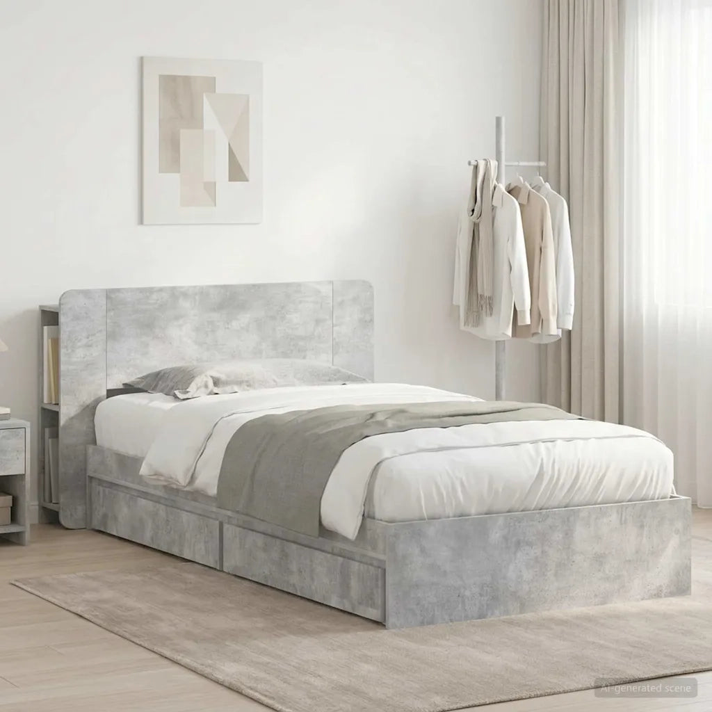 Telaio del letto con storage Grigio Cemento 90 x 190 cm 3433540