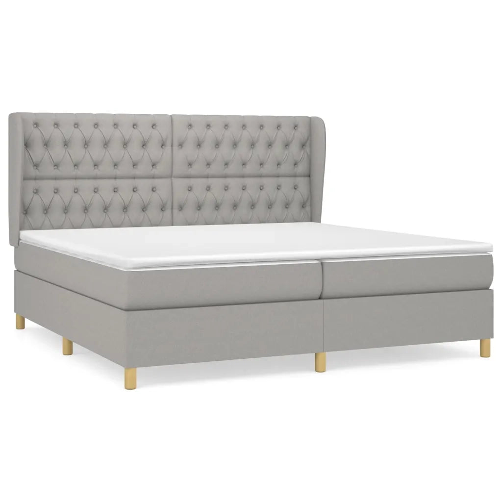 Giroletto a Molle con Materasso Grigio Chiaro 200x200cm Tessuto 3128789