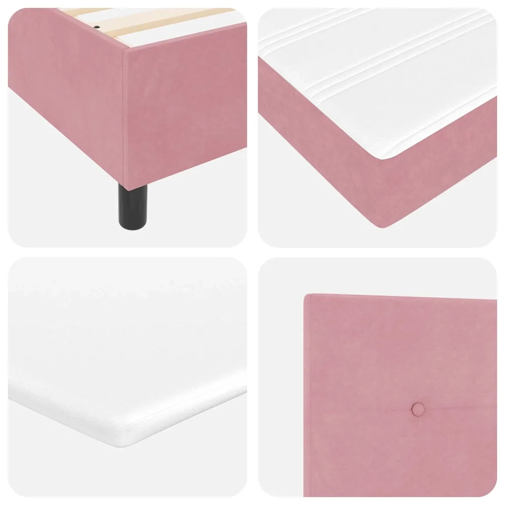 Letto a molle con materasso Rosa 90 x 190 cm Velluto 3341989
