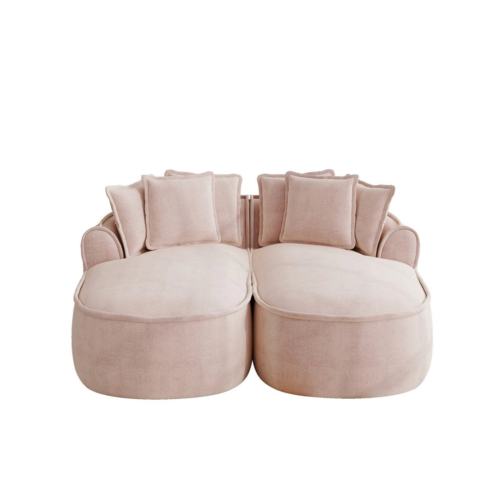 Divano Chaise Longue Doppio in Tessuto Chenille con Cuscini ¨C Xylo ¨C Rosa