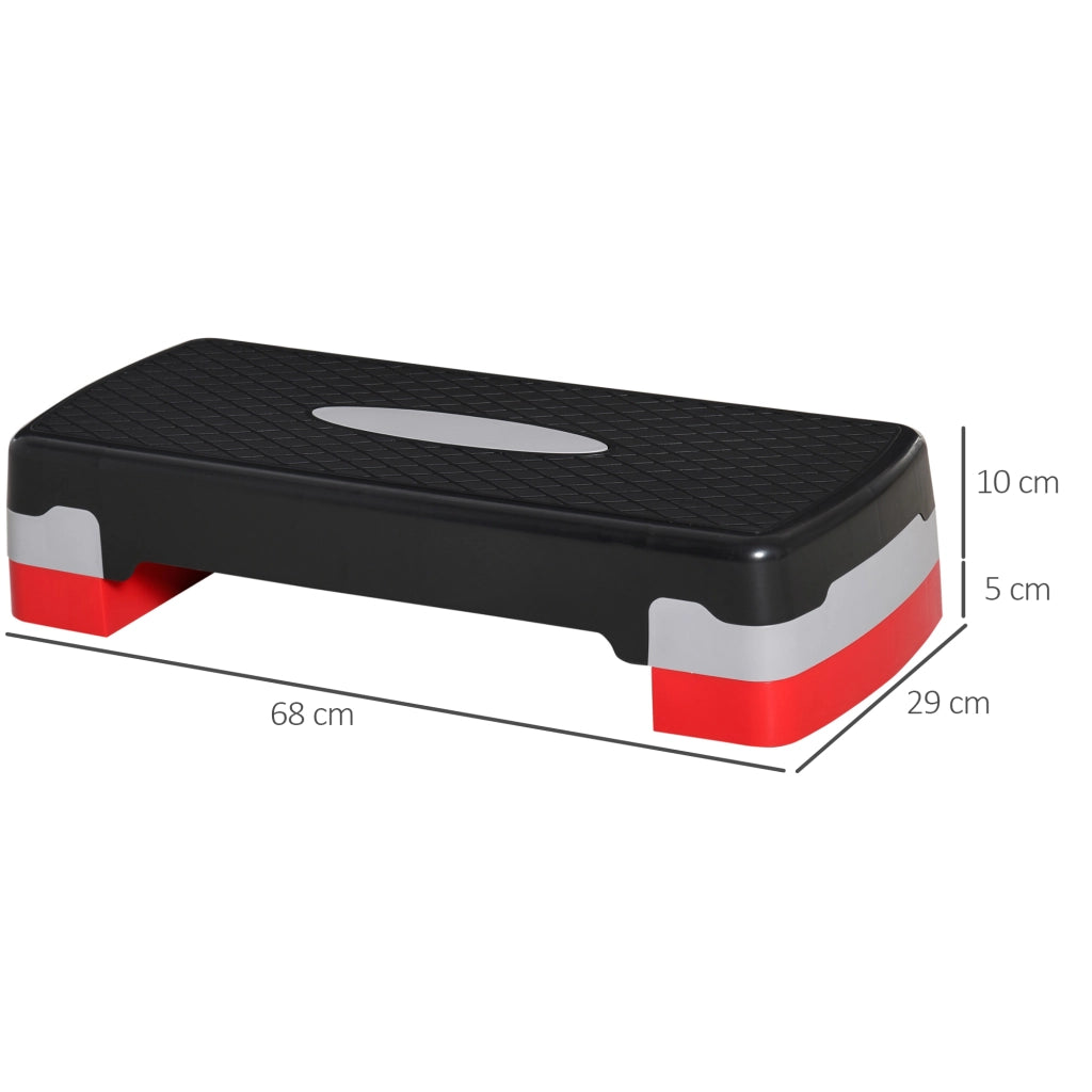 Step Fitness per Aerobica con Altezza Regolabile 10-15 cm, 68x29cm Nero e Rosso