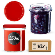 Barattoli di vetro KADAX Avila 350 ml 10 pezzi 82 mm + coperchi rossi