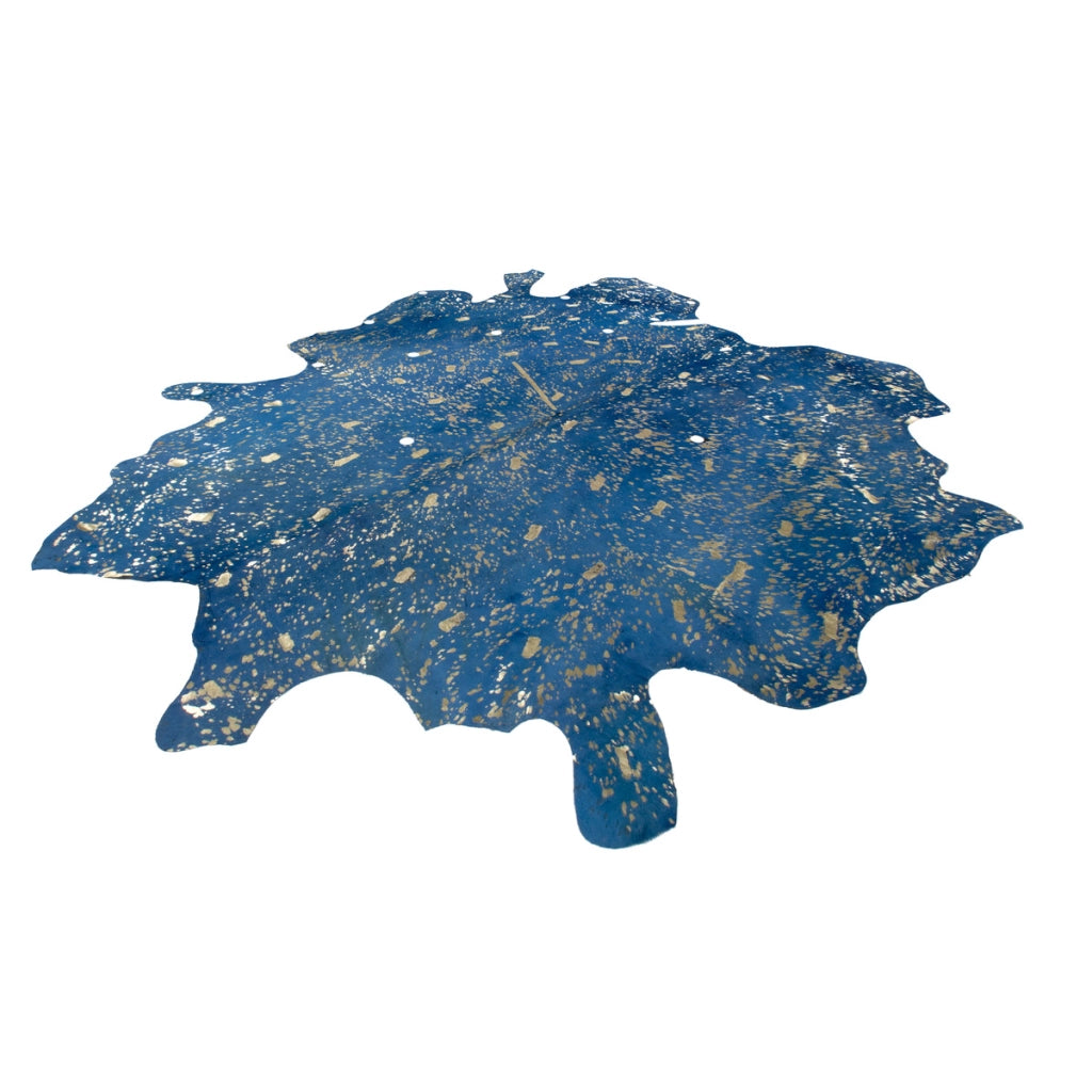 Tappeto in pelle bovina Glam 400 Blu e Oro