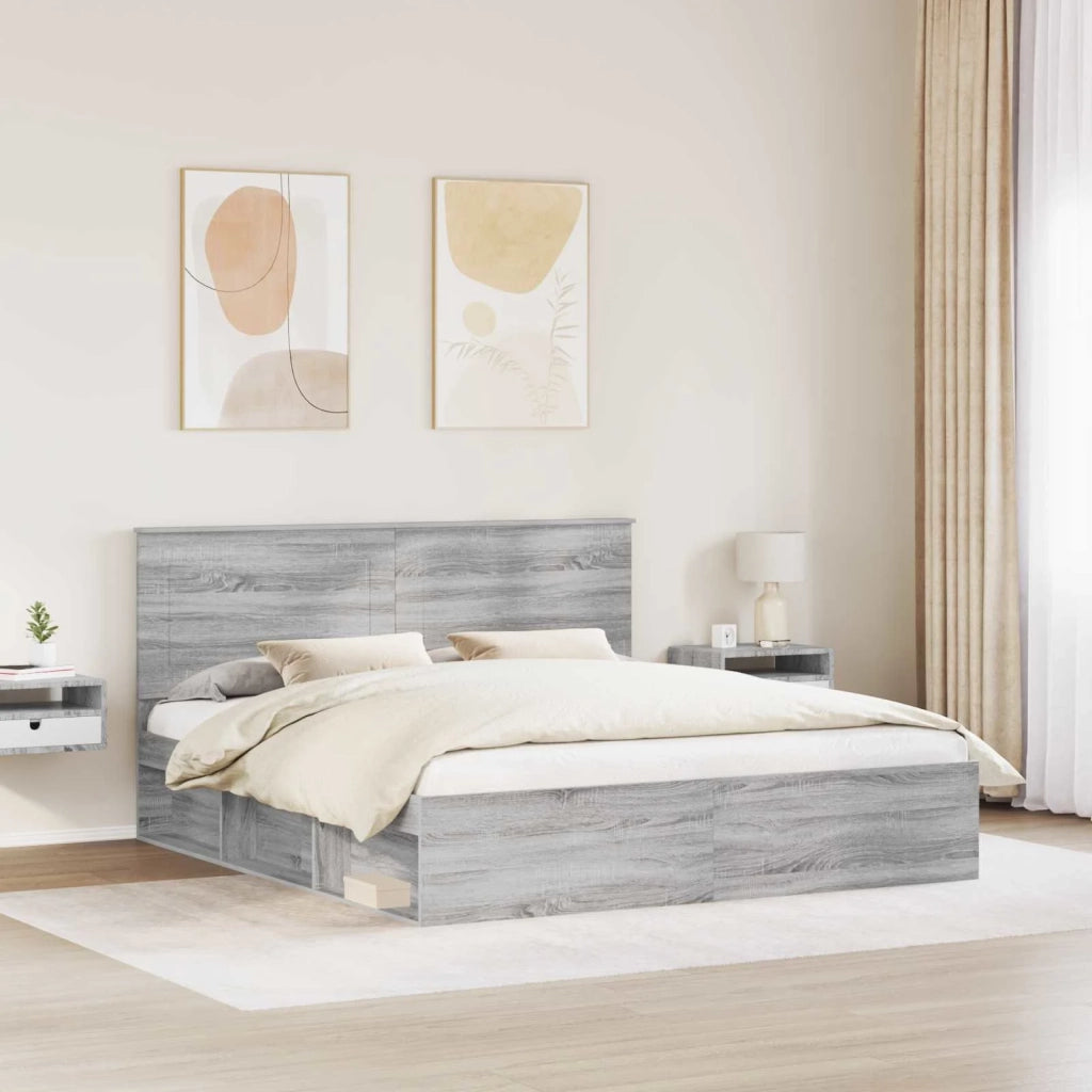 Struttura del letto Grigio Sonoma 180 x 200 cm Pino massello