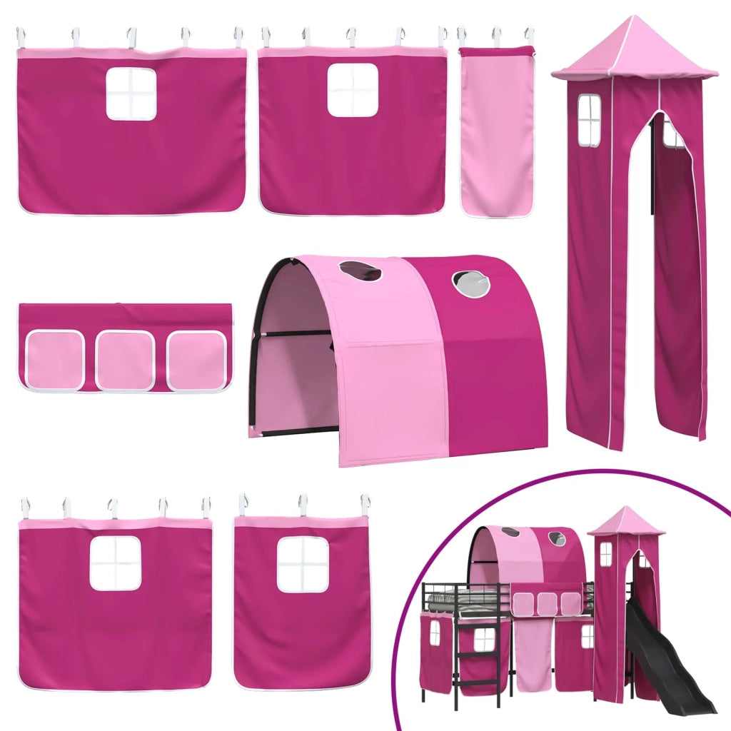 Struttura del letto loft per Bambini | Letto Infantile | Lettino Nero e rosa 75 x 190 cm