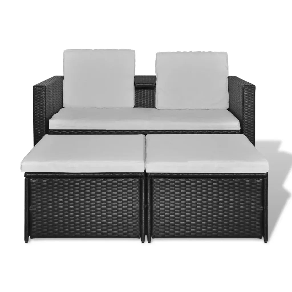 Set Divani da Giardino 4 pz con Cuscini in Polyrattan Nero 40737
