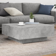 Tavolino Salotto-Tavolino da soggiorno-Tavolo Grigio Cemento 80x80x31 cm Legno Multistrato