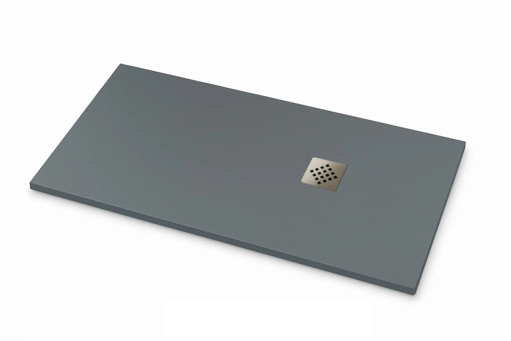Piatto doccia Ardesia extra piatto 90X90 cm colore Grigio cemento RAL 7005 griglia in Acciaio
