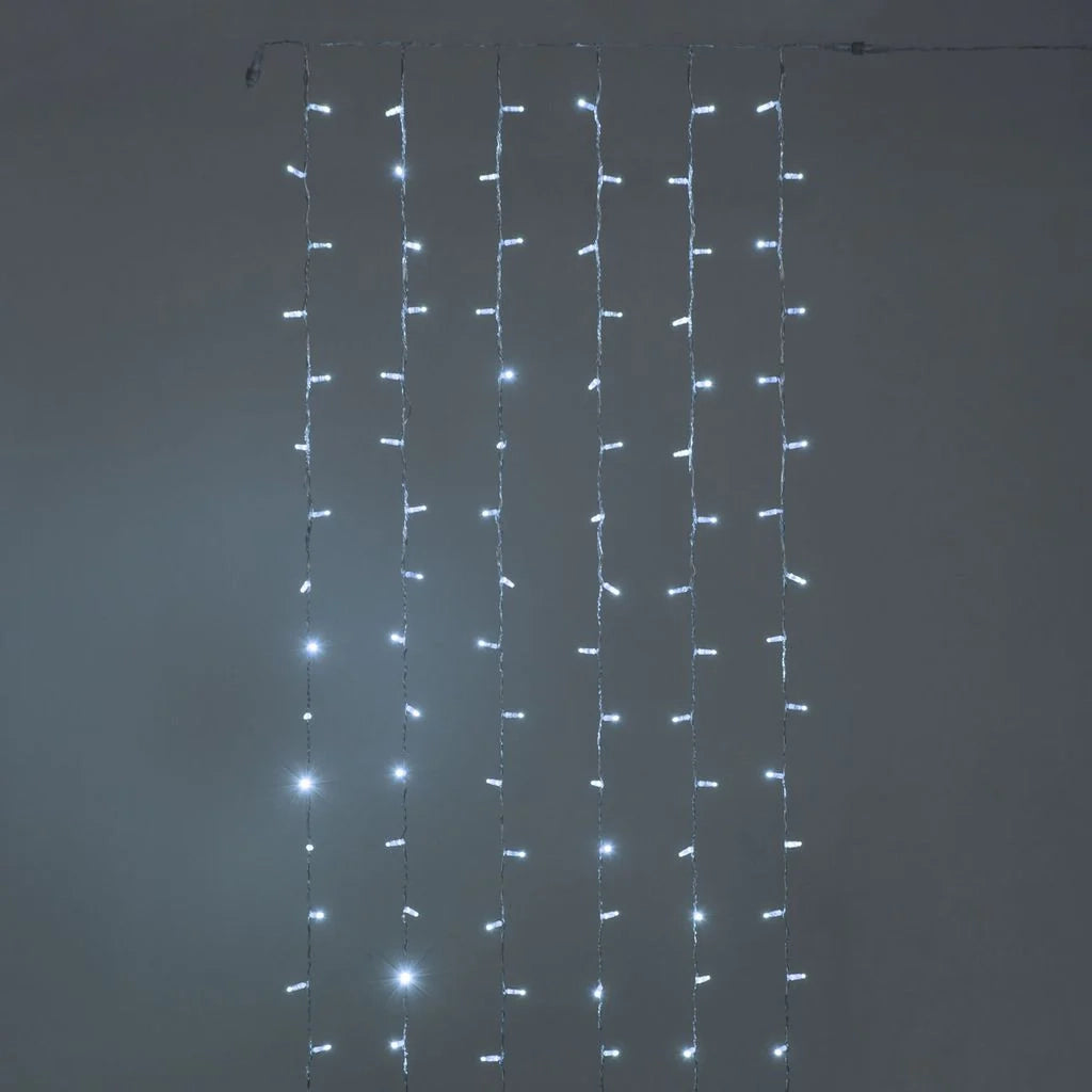 Tenda con maxiled bianco caldo o bianco freddo, cavo trasparente, prolungabile diverse misure - bianco-freddo - 1 M -.
