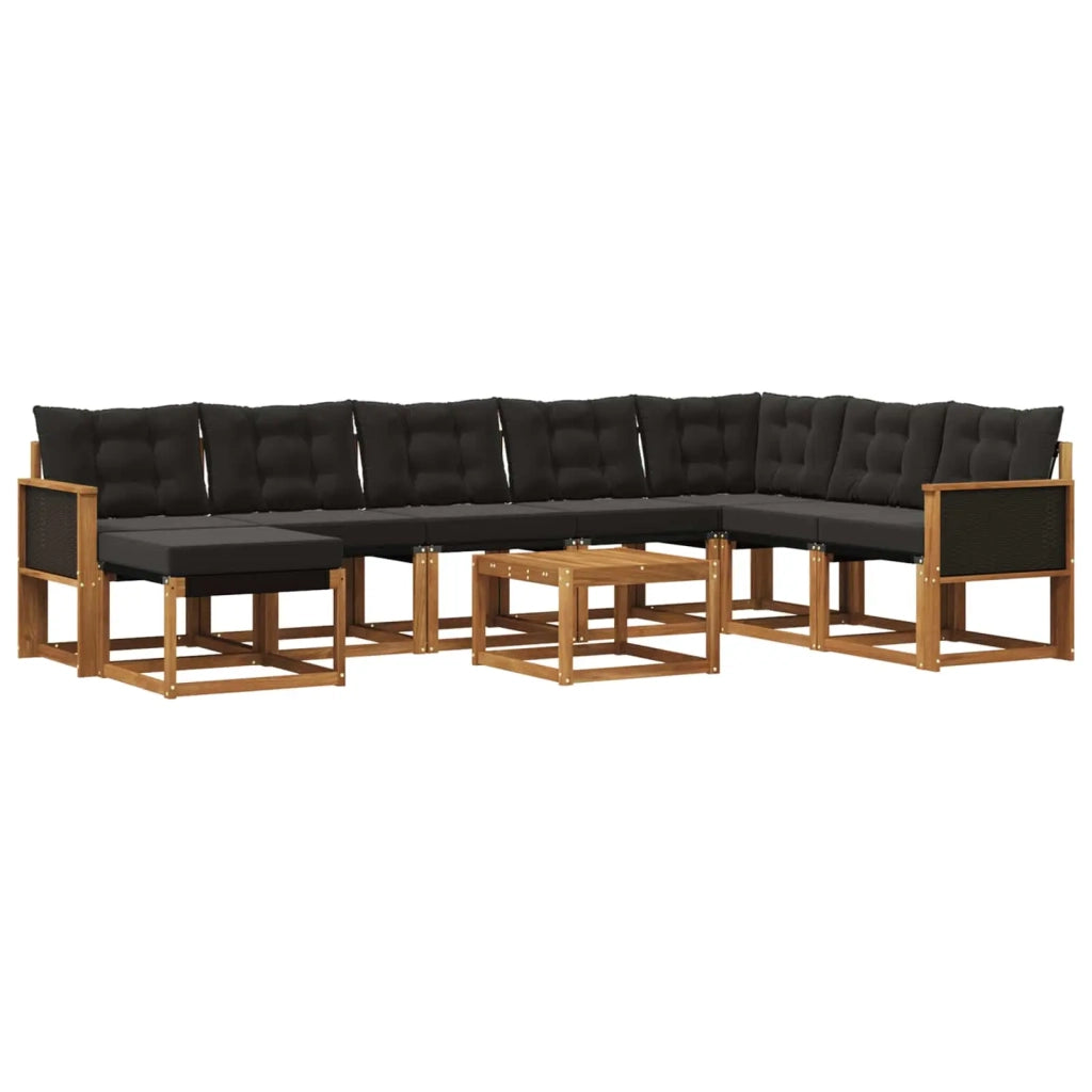 Set di divani da esterno con cuscino 9 pcs Naturale e Nero 3382152
