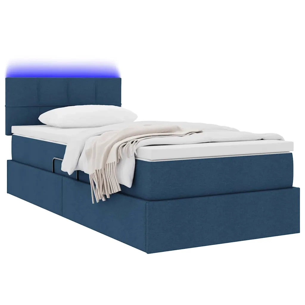 Letto con contenitore e LED con led Blu 100 x 200 cm Tessuto