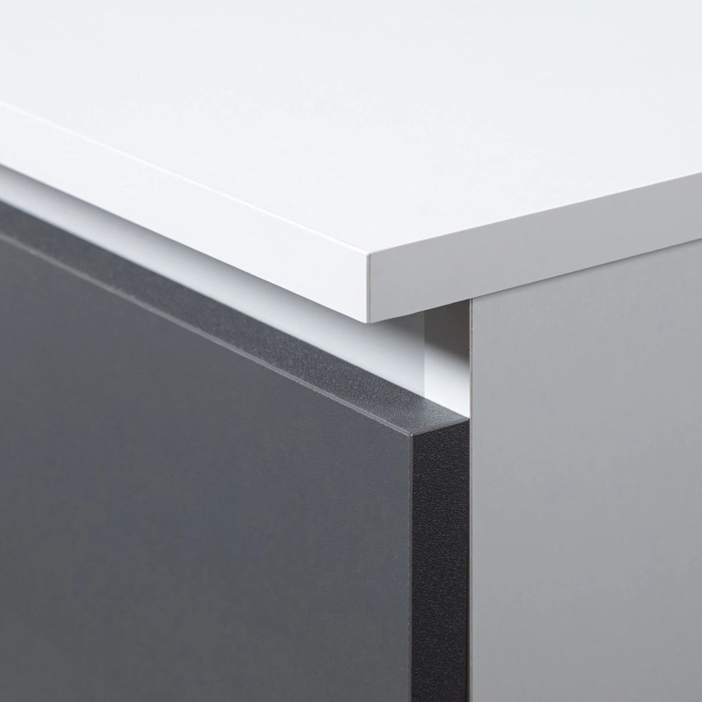 Scrivania AKORD ANA Bianco 124 cm 1 anta 3 cassetti inserto frontale Grigio Grafite 124x52x74 cm