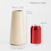 Vaso ceramico elegante - 20 cm alto, tono beige, oggetto d'arredamento minimalista