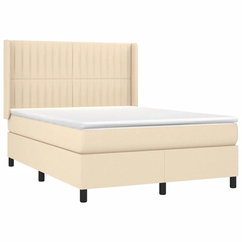 Letto a Molle con Materasso e LED Crema 140x190 cm in Tessuto 3138474