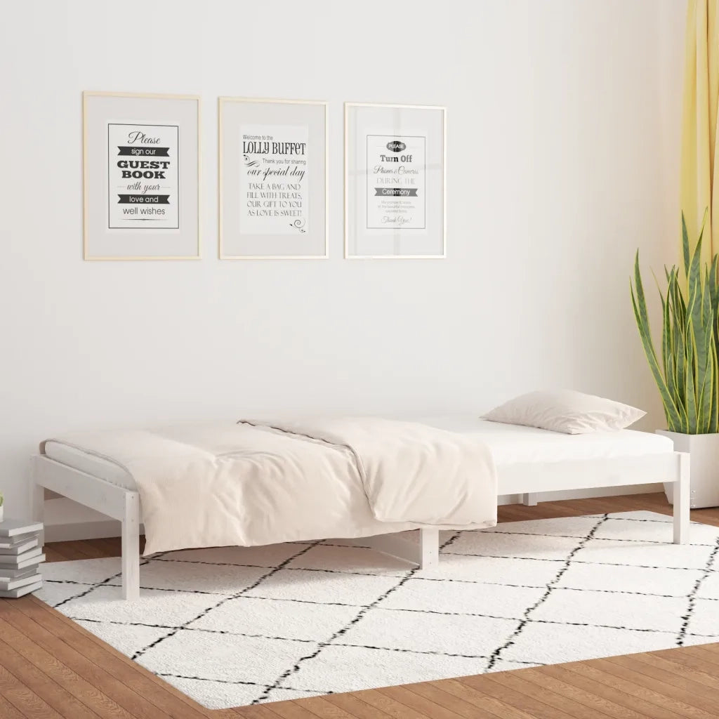 Dormeuse senza Materasso Bianca 90x200 cm Legno Massello Pino 820413