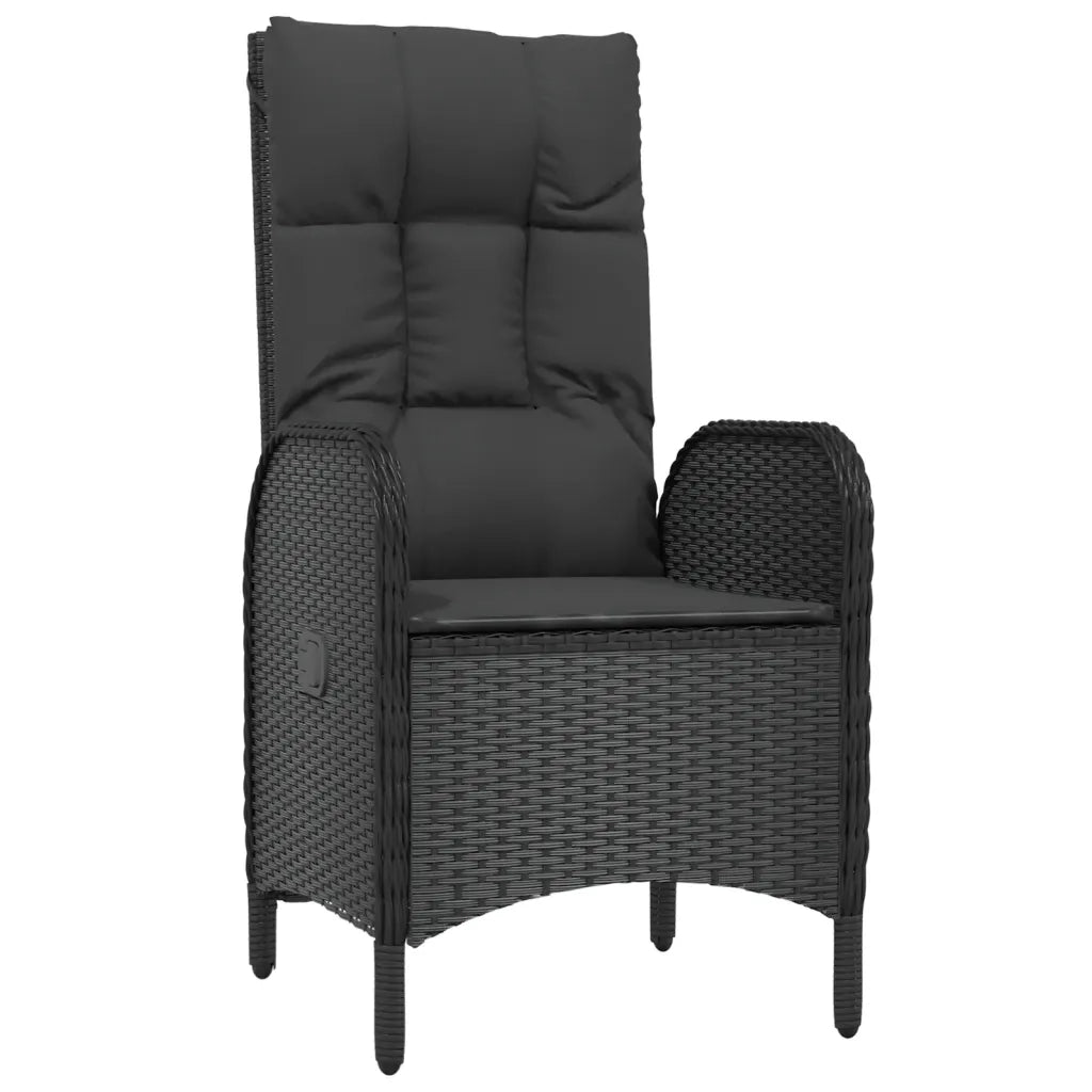 Set da Pranzo da Giardino 7 pz Nero con Cuscini in Polyrattan 3185066