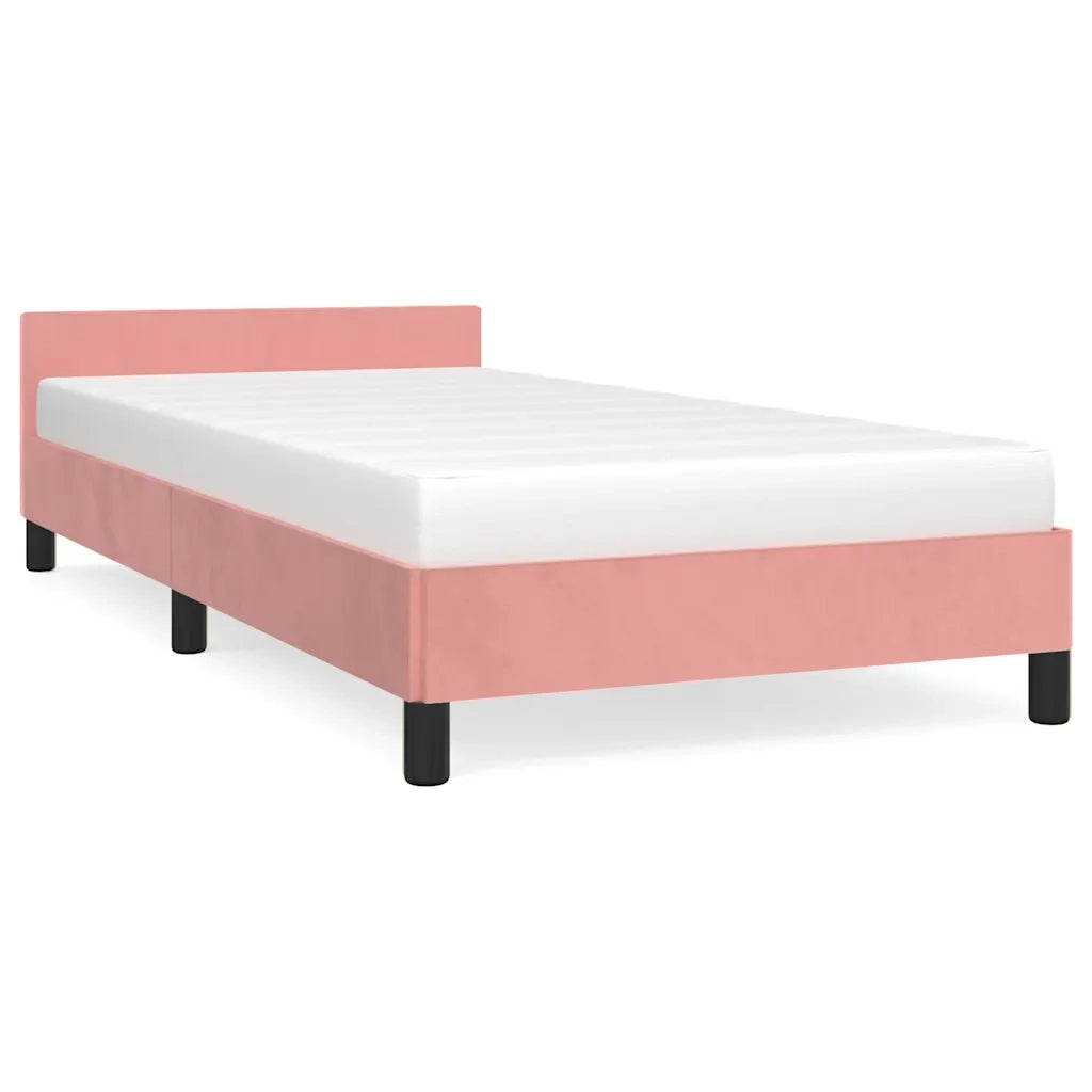 Giroletto con Testiera-Struttura letto con testiera senza Materasso Rosa 80x200 cm Velluto