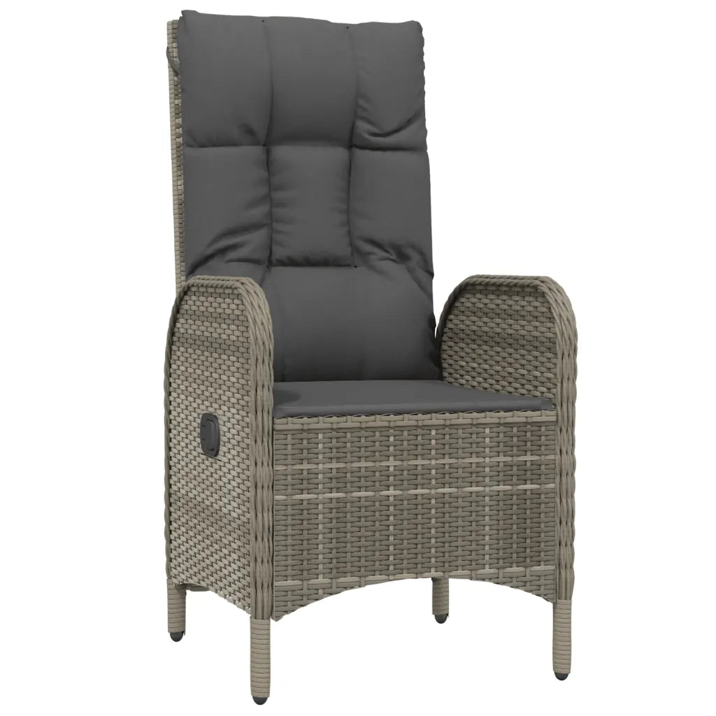 Set da Pranzo da Giardino 7 pz con Cuscini in Polyrattan Grigio