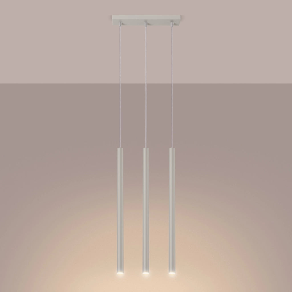 Lampada a sospensione Pastelo Ocean Green a 3 luci in acciaio moderno beige 30x5x94cm