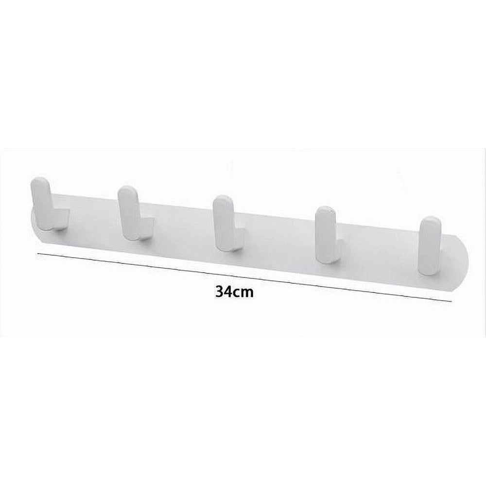 Trade Shop - Appendiabiti Con 5 Ganci Appendino Asciugamano Da Bagno Casa Cucina Bianco 59744 -
