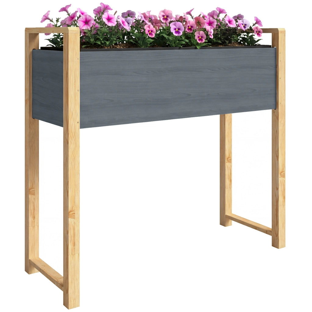 Cassone rialzato da giardino con piedini ¨C Xylo ¨C grigio, tessuto non tessuto, 98x37x90 cm