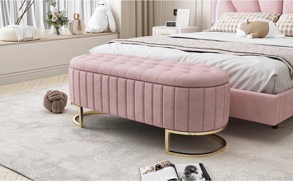 PANCA Contenitore 120 cm Velluto Rosa