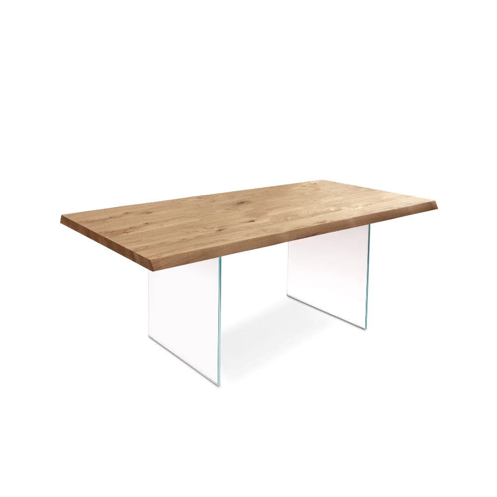 Tavolo da pranzo allungabile in legno impiallacciato rovere naturale Forest 200-300x100 cm fino a 12 posti Made in Italy | Duzzle