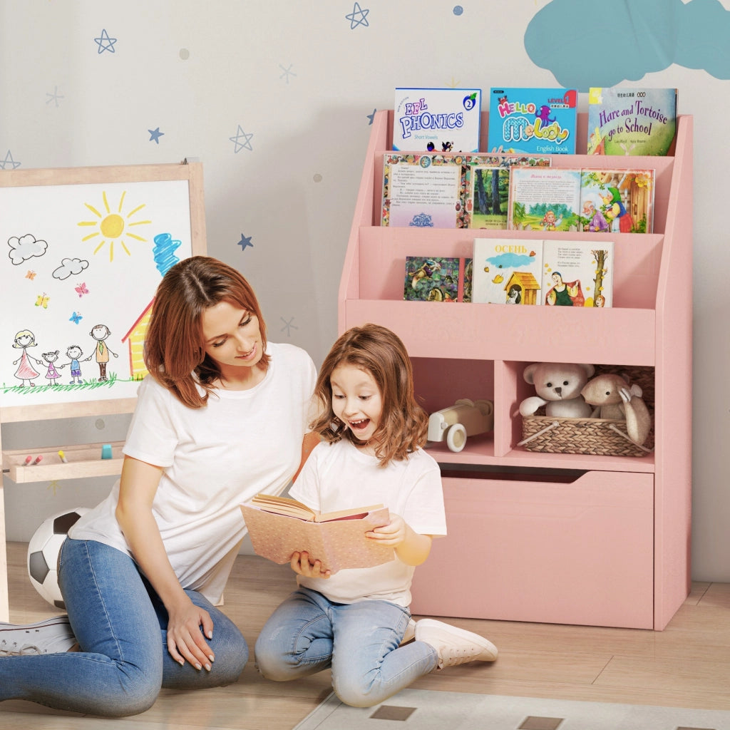 Libreria per bambini con cassetto e scomparti ¨C Minimal ¨C 60x30x90 cm rosa